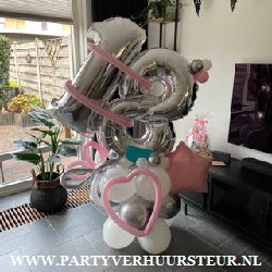Ballon Bouquet 18 – Wit – Zilver Reflex – Roze