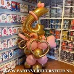 Ballon Bouquet 4 – Roze Pastel – Goud Reflex