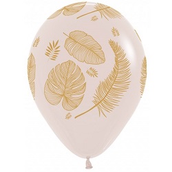 Ballonnen Tropical Leaves – White Sand – Gold Print 30 cm €0,50