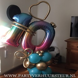 Ballon Bouquet 10 Jaar Regenboog – Aqua – Goud Reflex (chrome)