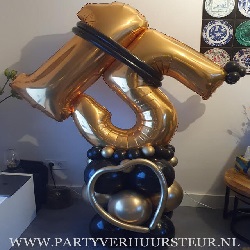 Ballon Bouquet 15 Jaar Goud Reflex – Zwart
