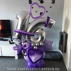 Bouquet 16 jaar Zilver-Paars-Lila