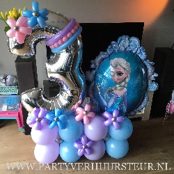 Ballon Bouquet 3 Jaar Frozen Blauw & Lila Pastel