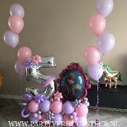 Ballon Bouquet 5 Jaar – Frozen – Roze & Lila pastel