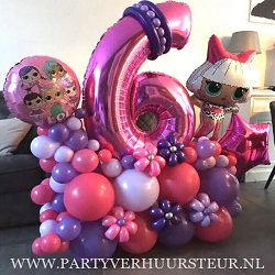 Ballon Bouquet 6 Jaar – LOL – Paars-Lila-Roze-Fuchsia