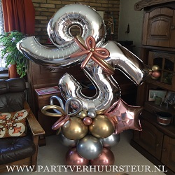 Ballon Bouquet 95 Jaar Zilver – Goud – Roségoud Reflex (chrome)