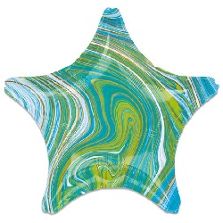 Folieballon Marblez Ster Blauwgroen 43 cm €3,25