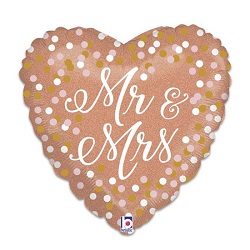 Folieballon Hart Mr & Mrs Roségoud €3,95