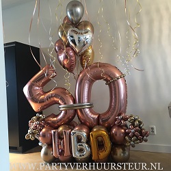 Ballonnen Bouquet 50 HBD Goud/Zilver/Rosegoud