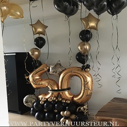 Ballonnen Bouquet 50 Goud & Zwart